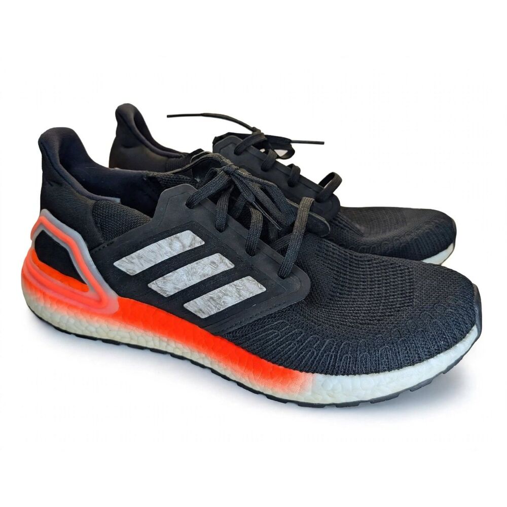adidas Ultraboost 20 Men 12 Black Signal Coral Running Shoes Sneaker EG0756